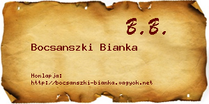 Bocsanszki Bianka névjegykártya